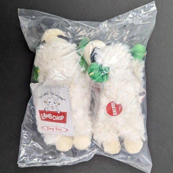Pack Of 2 Lamb Chop Dog Toy 6" Squeaks with Green Ears Christmas Lights New - Picture 3 of 10